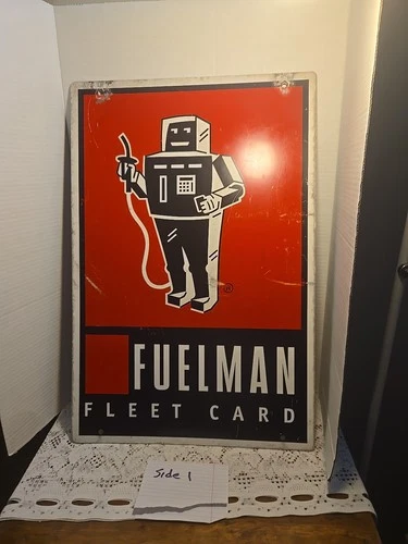 Vintage advertising  Fuelman Fleet Card Double Sided Metal Sign 16” x 24”