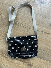Cath Kidston black and light grey beige dot spot handbag shoulder bag 