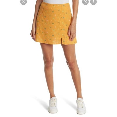 Abound Orange Asterisk Floral Linen Mini Skirt M NEW