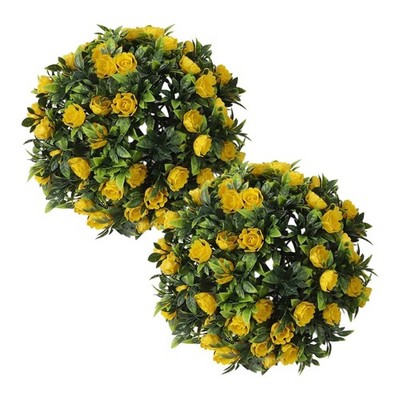 2er Set Kunstblumenkugeln hängend Kunstpflanzenkugeln für Terrasse