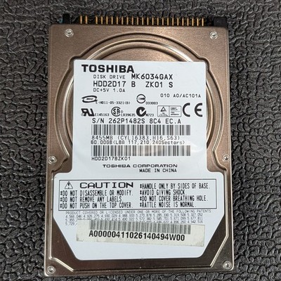 Toshiba GAX 60GB 2.5'' IDE Hard Drive - MK6034GAX - TESTED