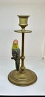 Green Parrot Parakeet Bird Candlestick by Heyde Lovebird Cold Painted Metal — photo 3