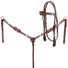 Showman Celtic knot headstall breast collar set with rawhide braided accents