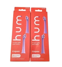2 Lot Colgate Replacement Toothbrush Heads Purple hum Replacement Heads 4 Heads