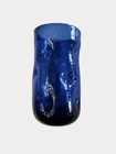 VTG MCM 3 Blenko Cobalt Blue Dimpled Pinched Glass 6" Tumblers