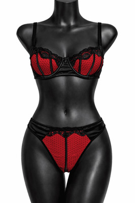 Damen Spitzen BH & String Set - elegante Dessous