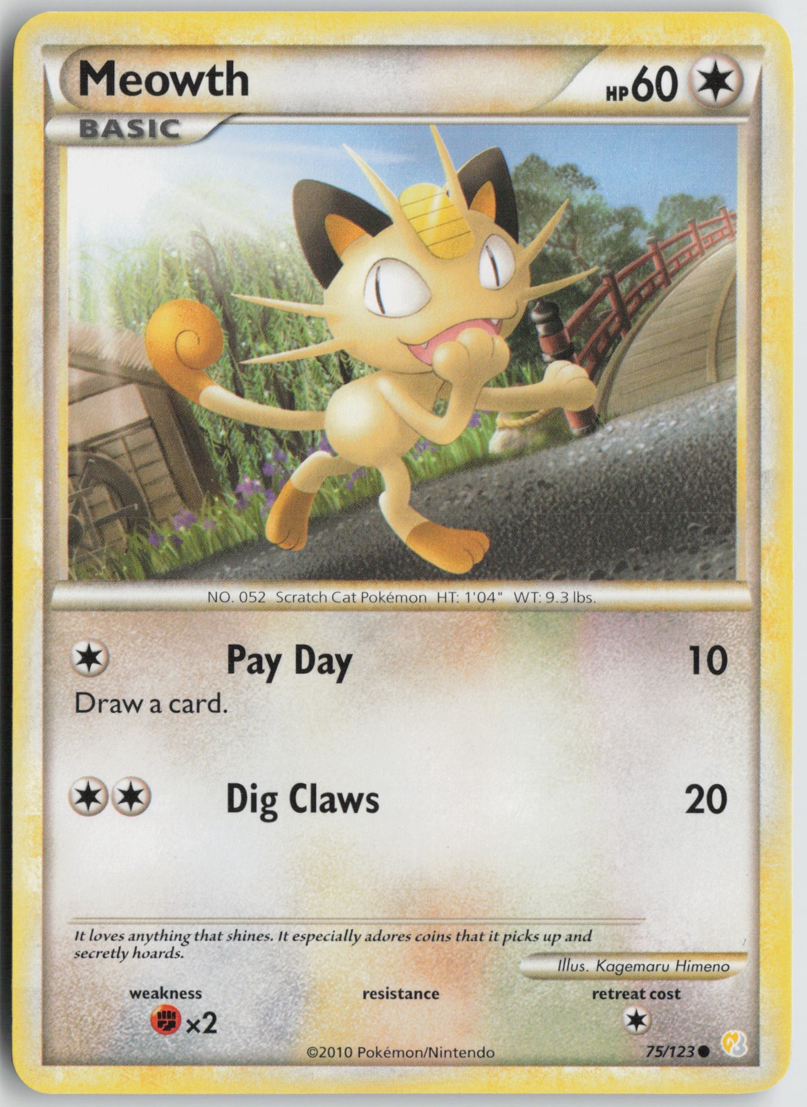 Meowth Common Normal HeartGold SoulSilver 75/123 LP