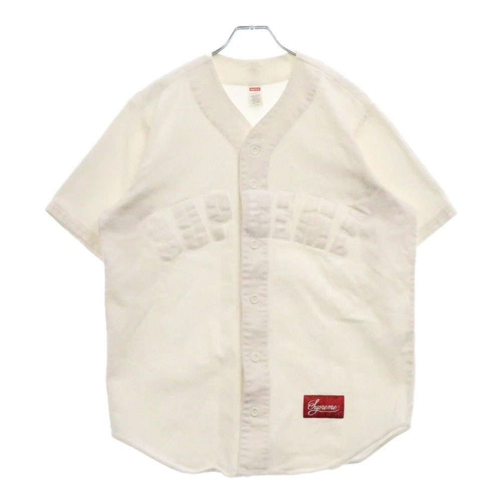 Maillot de baseball velours côtelé SUPREME 18SS velours côtelé baseball chemise à manches courtes blanc