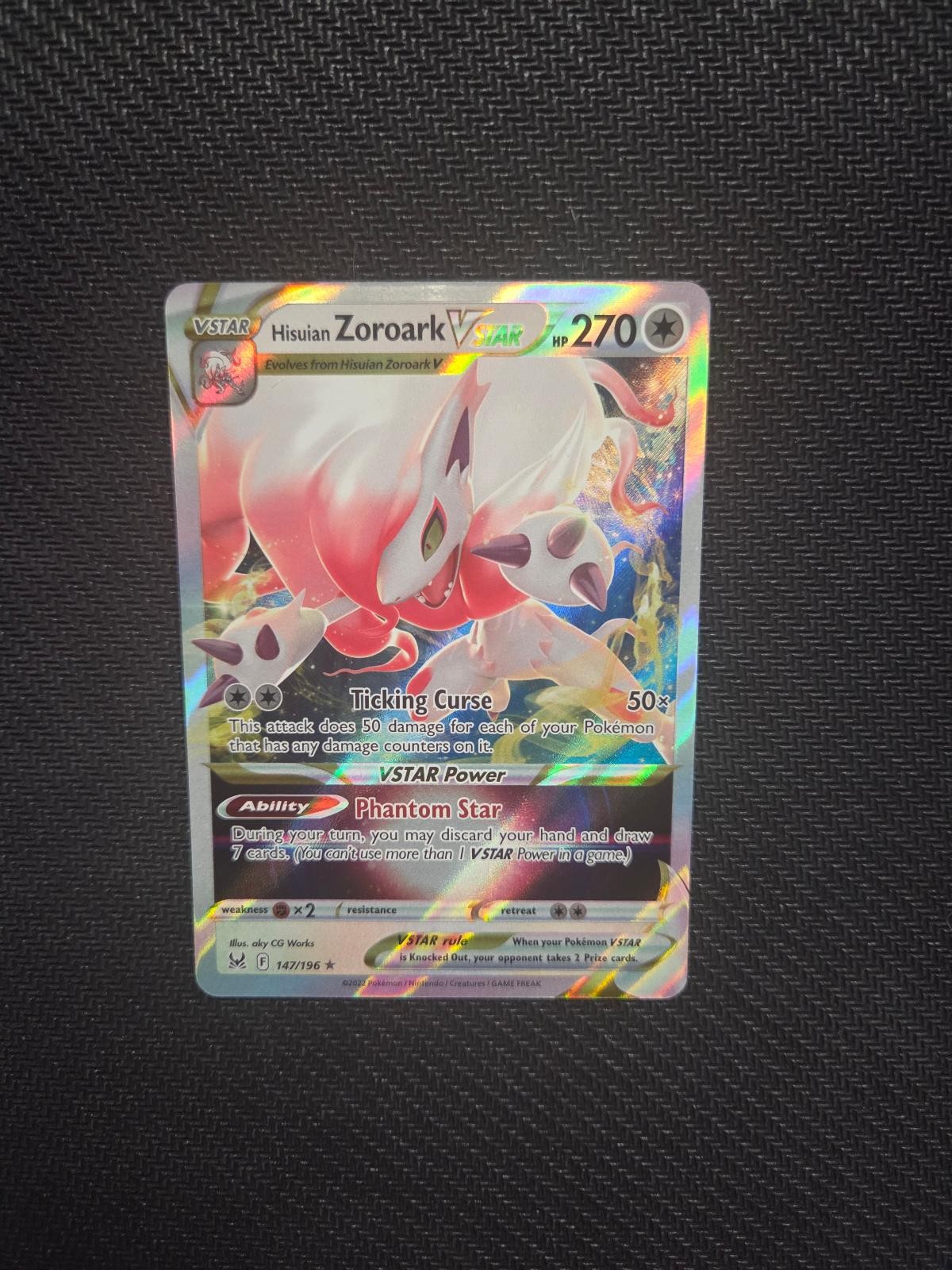 Hisuian Zoroark VSTAR 147/196 Holo VSTAR Rare Lost Origin Pokemon Near Mint