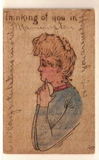 1906 UDB Thick Wood PC: Thinking of You in Mannington, WV – Two RARE Postmarks