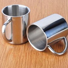 Stainless Steel Coffee Mug&Handle Metal Double Walled Cups Camping Mug Gift 1pc