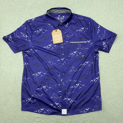 NEW Sunday Crew Golf Men's Polo Shirt Purple Mountains UPF50+ Short Sleeve Sz LG