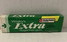 Vintage 1988 Wrigley’s EXTRA SPEARMINT Sugarfree Bubble Gum 5 Sticks SEALED-NOS