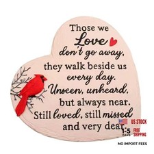 Heart Shaped Memorial Garden Stones, 10 inches Sympathy Garden Heart Cardinal