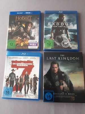 4x Blue-Ray Filme Exodus Der Hobbit The last Kingdom S1 Die glorreichen Sieben