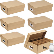6 Pcs Cardboard Mason Jar Storage Box for 16 Oz Regular or Wide Mouth Jars Canni