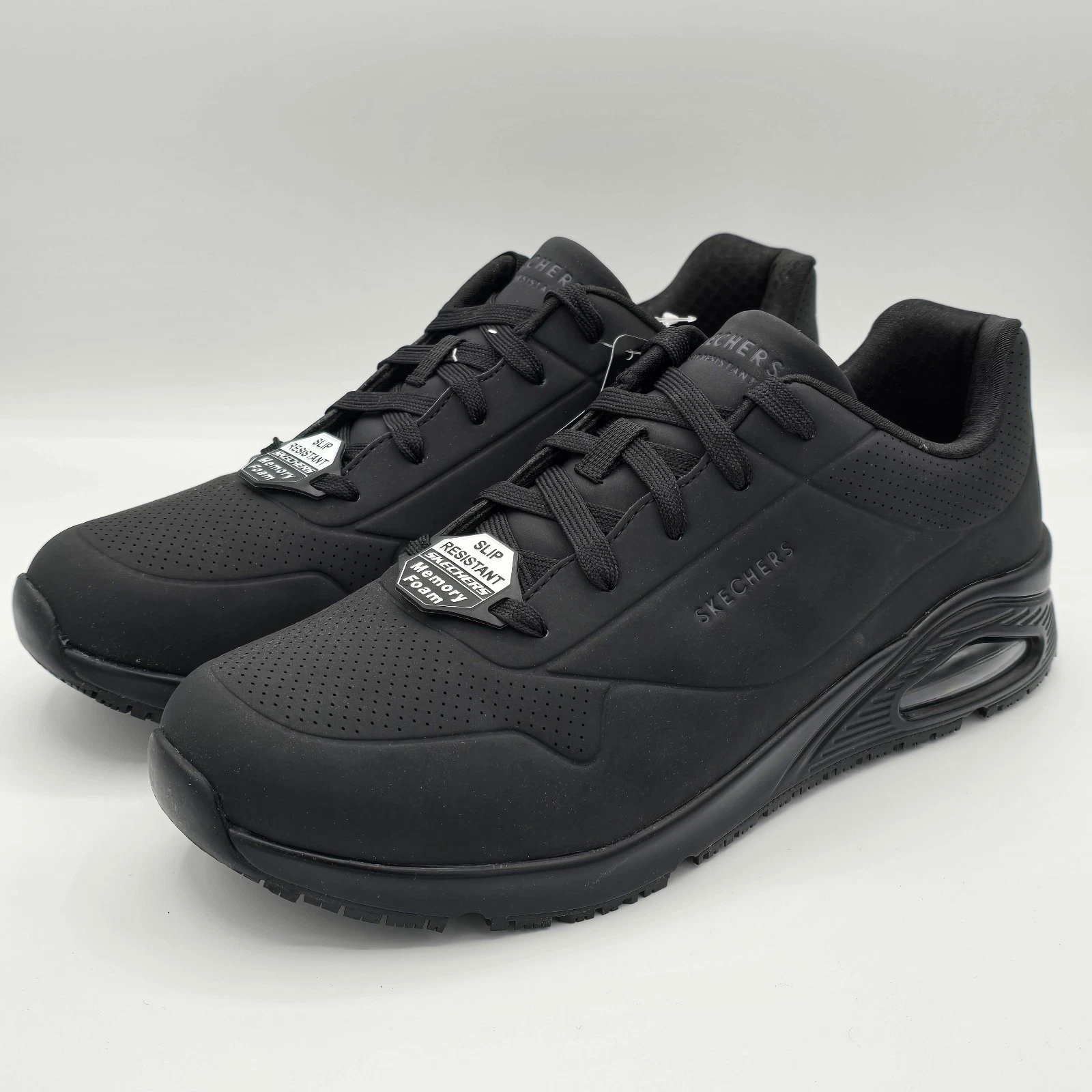 Skechers Work Relaxed Fit Uno SR Sutal Men's Black Slip-Resistant Shoes 9.5/10