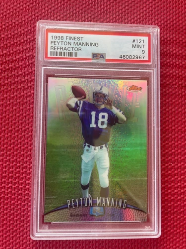 Peyton Manning Rookie Card 1998 Finest No Protected Refractor #121 PSA 9