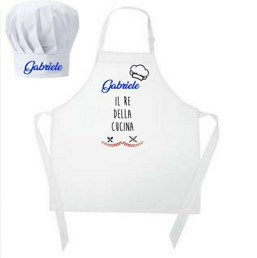 Kit cuoco chef grembiule cappello bambini personalizzato nome bimbo bimba  chef | eBay
