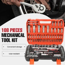 108Pcs Mechanics Tool Set Kit Socket Ratchet Wrench Set Repair Tool with Case