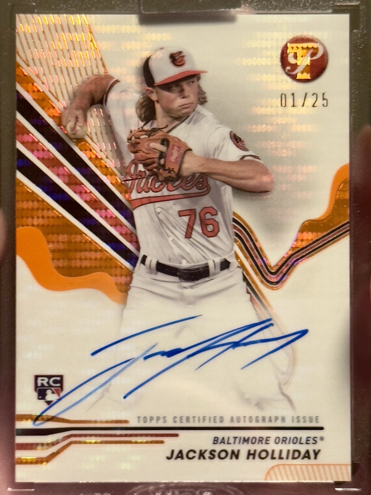 2024 Topps Pristine Jackson Holliday Orange Refractor On-Card Auto /25 (RC)