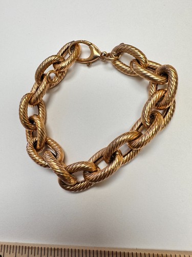 Milor Italy Vtg Rose gold plated Twisted Link Bracelet 8” - Picture 3 of 6