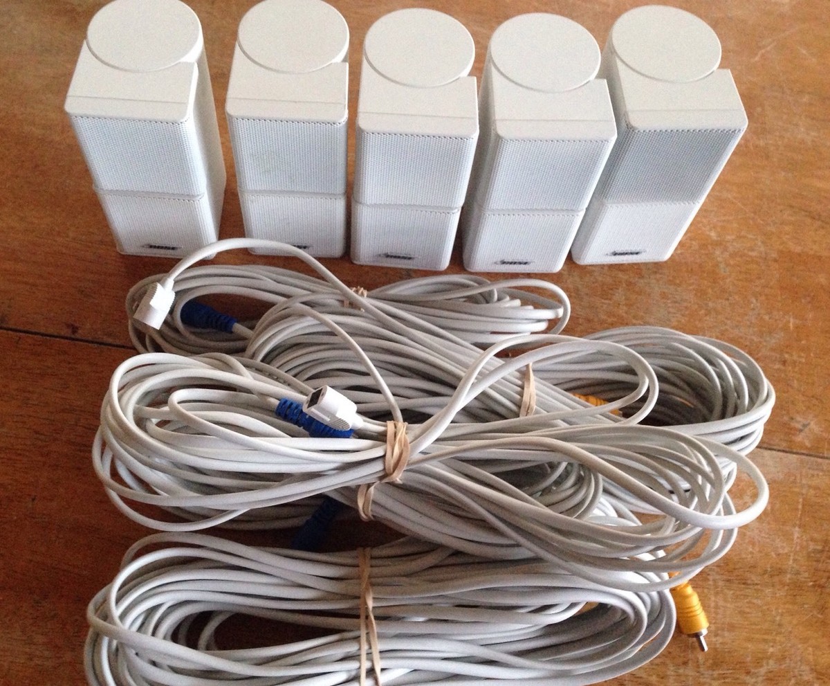 White Premium Bose Jewel Double Cube Speakers W Cables Excellent