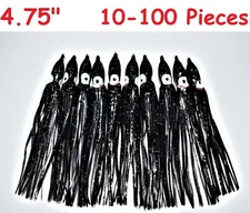 10 to 100 pcs 4.75" Black Hoochies Squid Skirts Octopus Trolling Saltwater Lures