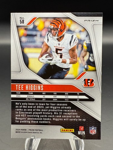2024 Panini Prizm - Tee Higgins Silver Prizm #58 Cincinnati Bengals - Picture 2 of 2