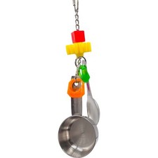 1047 Spoon Pot Ringer Banger - Handcrafted Shiny Interactive Noisy Bird Cage Toy