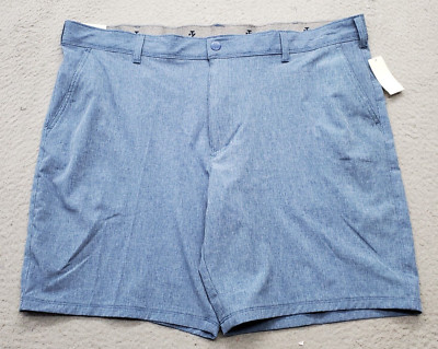 IZOD Chino Shorts Mens 42 Blue Classic Fit 9.5'' Inseam Hybrid Performance UPF-50