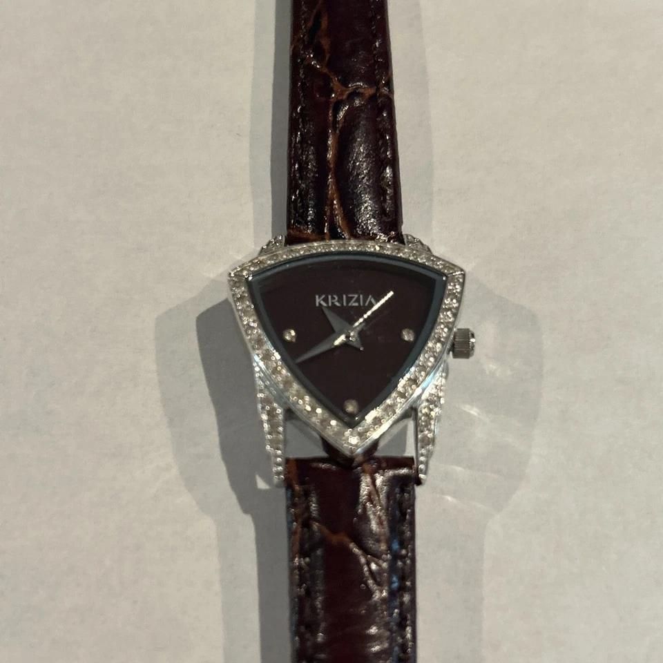 KRIZIA Brown Leather 54 Diamonds Watch  Foto 2 de 4