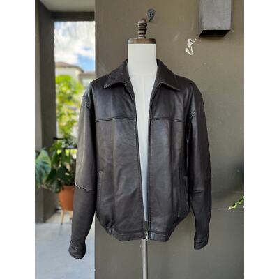 Vintage 90s Y2K Boston Harbour Men's XL Brown Genuine Leather