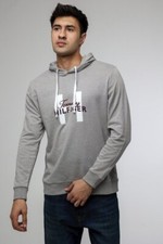 Tommy Hilfiger 09T4150-004 Hoodie Men's Gray Cotton Blend Long Sleeve Pullover