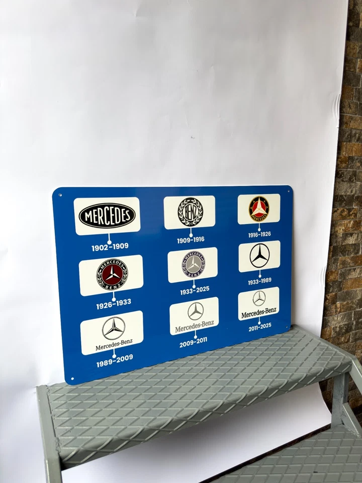 🏁Mercedes-Benz Logo Evolution 1902 to 2025 Heavy Metal Sign –24"x16"(60x40 cm) - Image 3 of 4