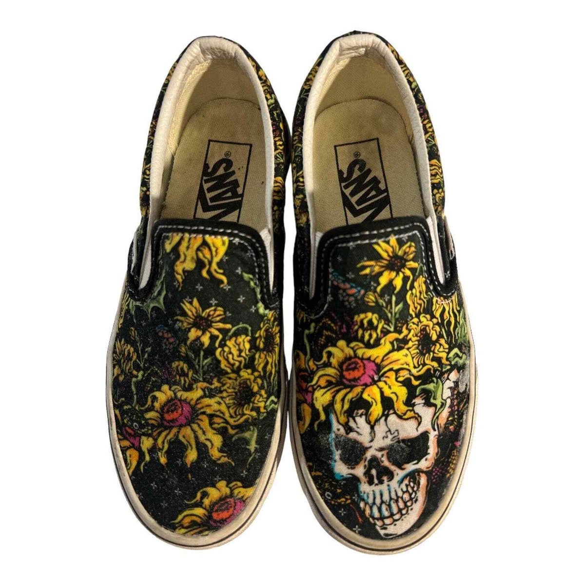 Vans Classic Beauty Skull Sunflower Shoes slip on woman’s