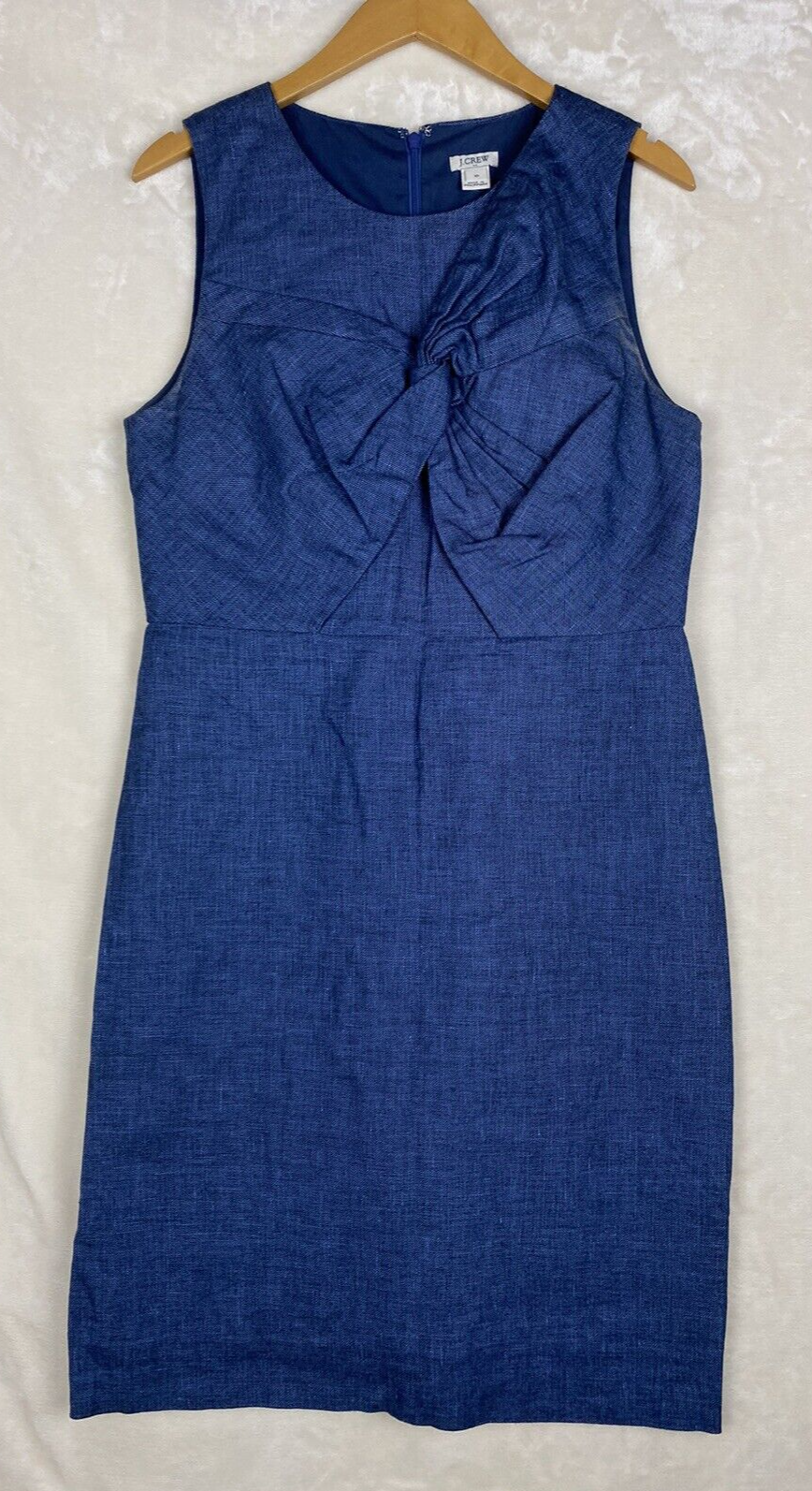 J. Crew Dress Womens 10 Blue Linen Blend Sheath Business Career Work Office