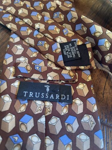 TRUSSARDI BLOCKS ELEGANTE TRAJE DE VESTIDO DE DISEÑO CORBATA CORBATA - Imagen 3 de 3