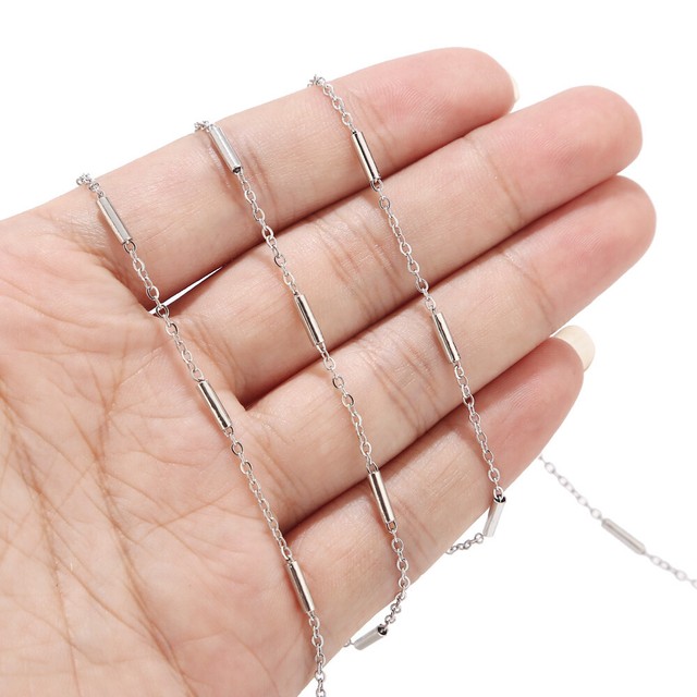 10meters Stainless Steel Tube Beaded Cable Link Chain for DIY Jewelry