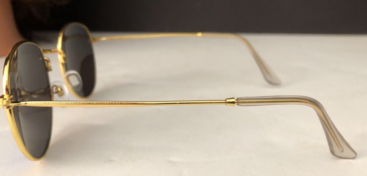 Ray-Ban Round Metal Sunglasses - Gold Frame with Blue Mirrored Lenses RB3447 RAY-BAN ROUND RB3447 GOLD METAL FRAME BLUE MIRROR LENSES  main image 2