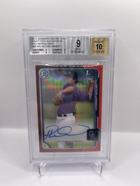 2015 Bowman Chrome Draft Peter Lambert Black Refractor Auto /5 BGS 9/10