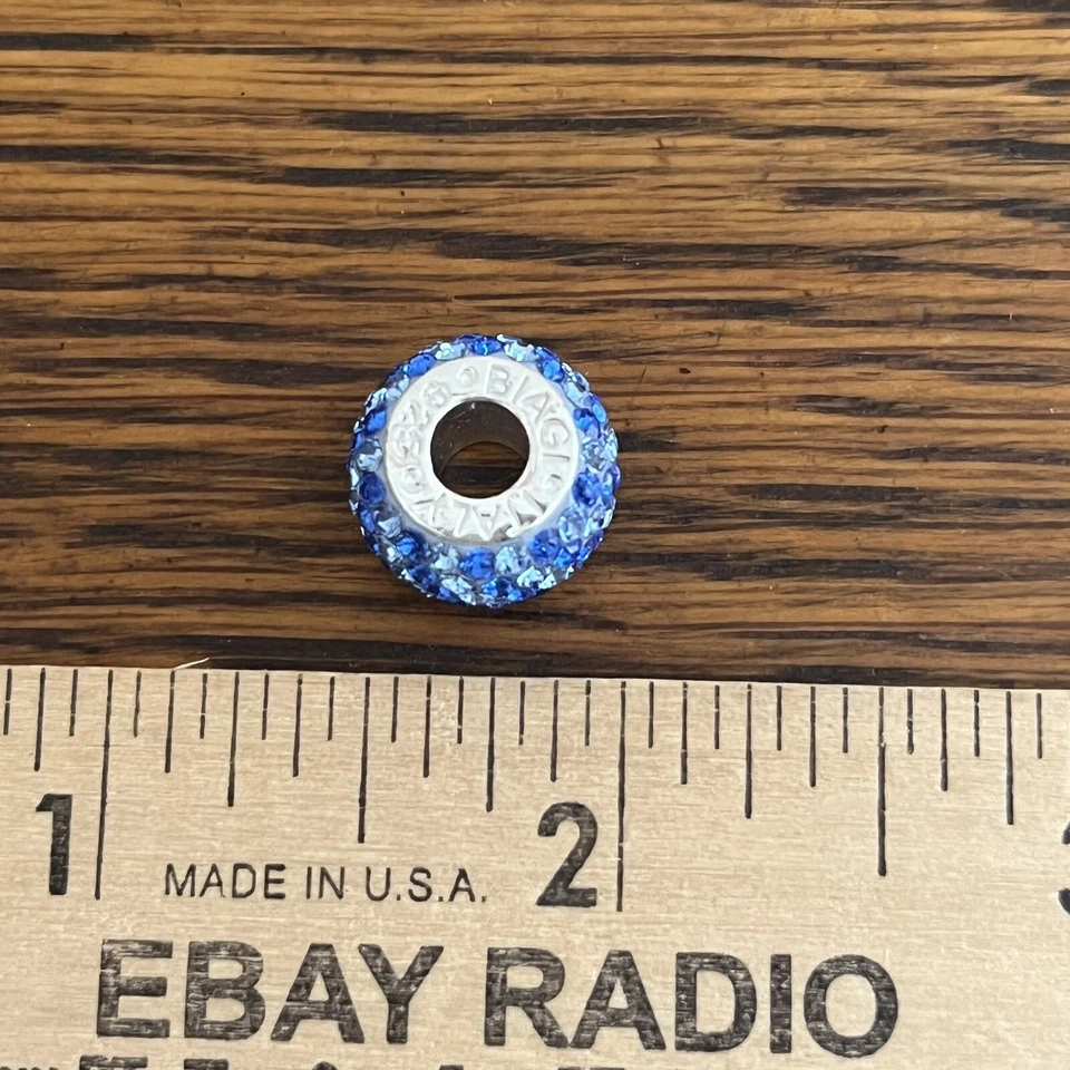 Dije a rayas de cristal azul cuentas de agujero grande plata de ley .925 Carlo Biagi Foto 3 de 4