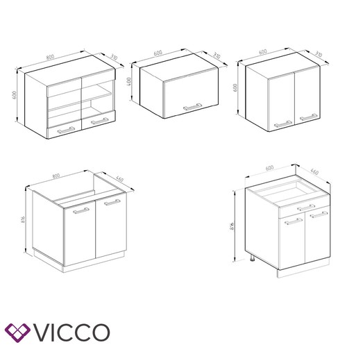 CUISINE 200 CM, CUISINE INTÉGRÉE, BLOC CUISINE VICCO R-LINE - Bild 3 von 7