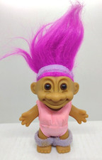 Vintage Troll Doll Aerobics Exercise Figure Toy Figurine Pink Hair Russ 4.5"