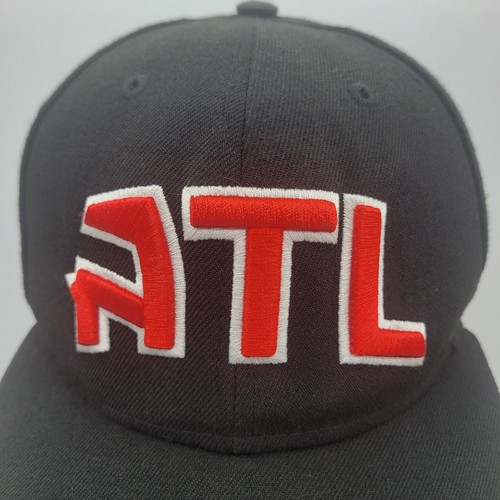 Atlanta Hawks NBA Basketball New Era 59FIFTY Men Size 7 Black Red Fitted Hat Cap - Picture 2 of 12
