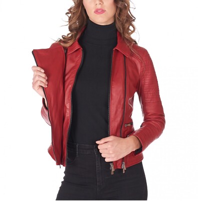 Leather Jacket Red Polo Neck ASOS DESIGN Leather Look Top Collar