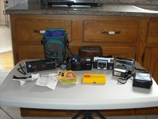 Vintage Lot Of 4Cameras PLUS ALL UNTESTED RICOH, KODAK, MINOLTA, VIVITAR FLASH