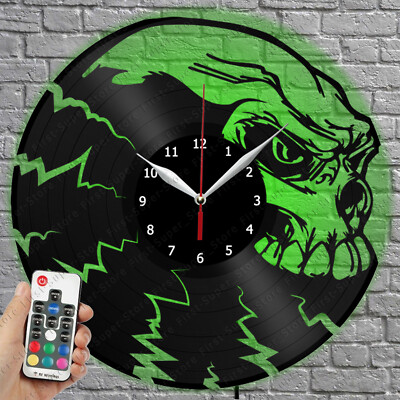 LED Clock Skull Vinyl Record Wall Clock Led Light Wall Clock 1563