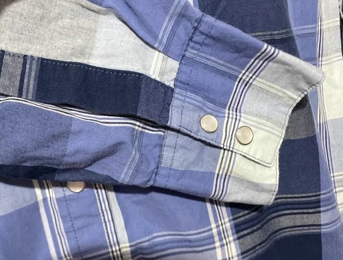 Levis Shirt Men Size M Blue Plaid Western Pearl Snap Button Up Cowboy Rodeo - Picture 4 of 9