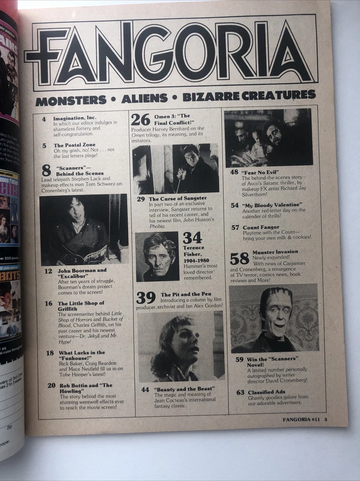Fangoria Mag-11-1981 Fun house-The Howling-Excalibur-My Bloody Valentines-Omen 3 - Image 3 of 4